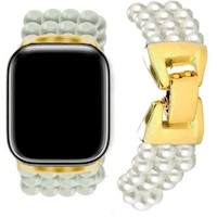 Correa perlas y acero gold para Applewatch 42-44-45-49mm